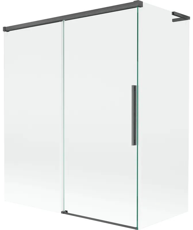 Mexen Rox, L posuvná 2-krídlová vaňová zástena 140 + 70 x 150 cm, 8mm číre sklo, brúsený grafit profil, 8C9L-140-070-66-00