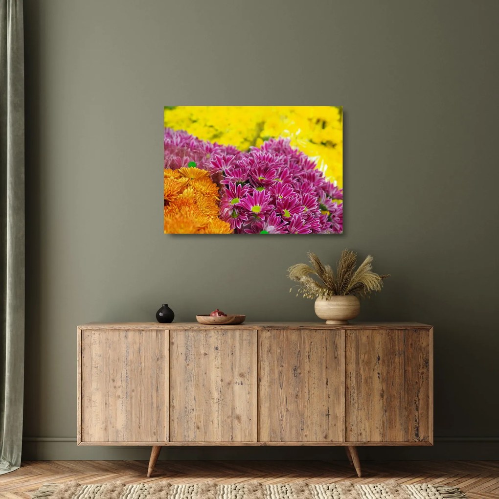 Sklenený obraz ružového kvetu (70x50 cm)