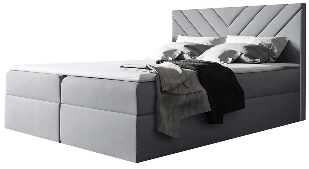 GR Čalúnená boxspring posteľ Top 6 s úložným priestorom - sivá Rozmer: 180x200