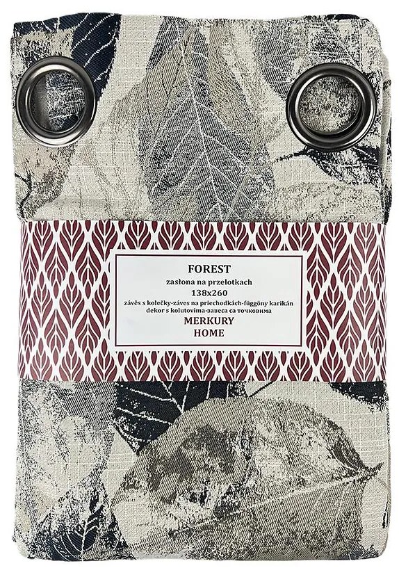 Záves Forest čierna na priechodkách 138x260