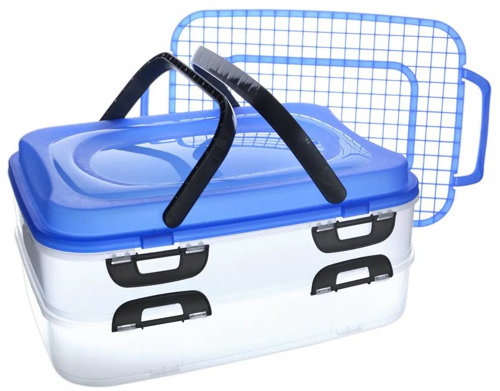 Orion Úložný box na koláče a zákusky, PIKNIK 2-poschodový, s uchami, mix farieb