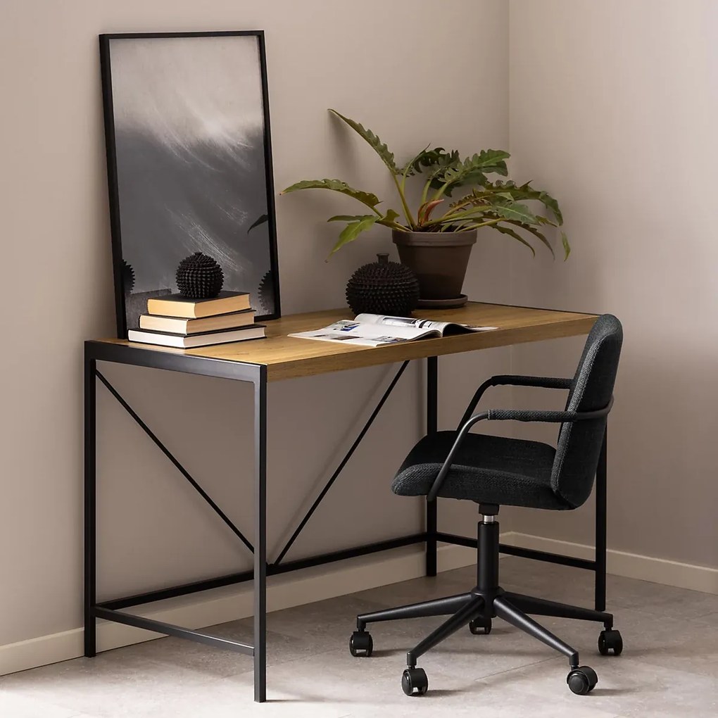Písací stôl Bahamas 120 cm dub prírodný rustikálny/čierny