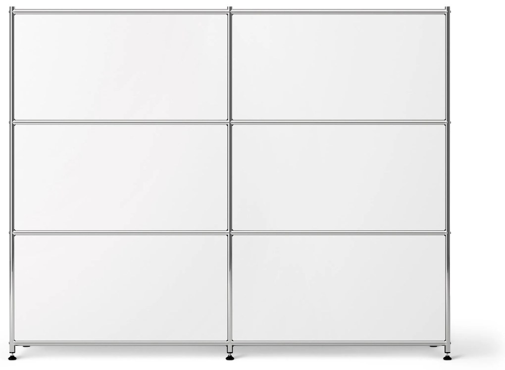 Kovová komoda »CN3« s premiestniteľnými výklopnými priečinkami, biela