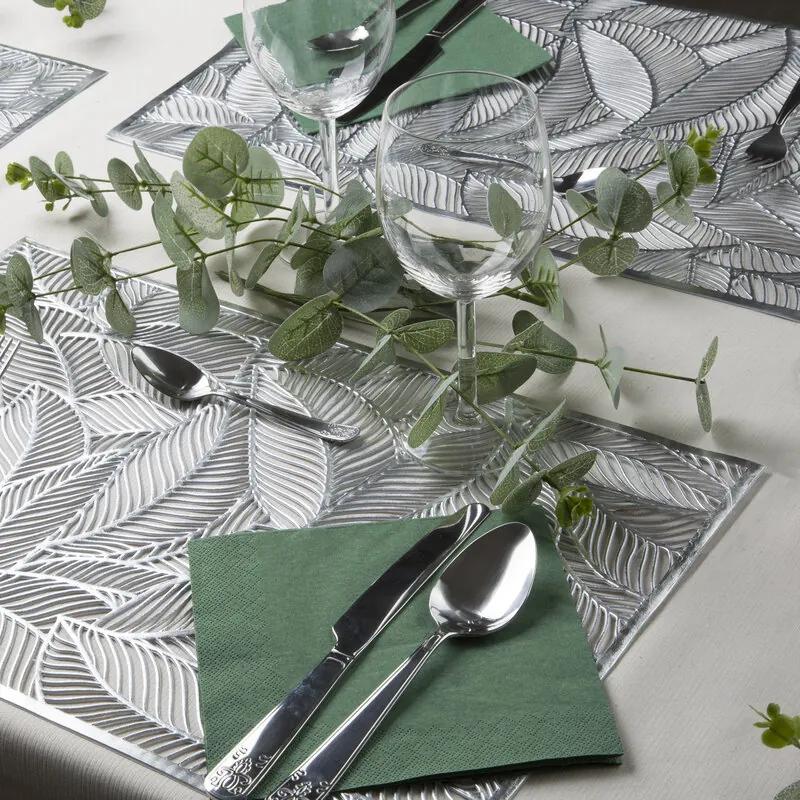 Dekorstudio Prestieranie na stôl MIA s rastlinným vzorom v striebornej farbe - sada 6 kusov