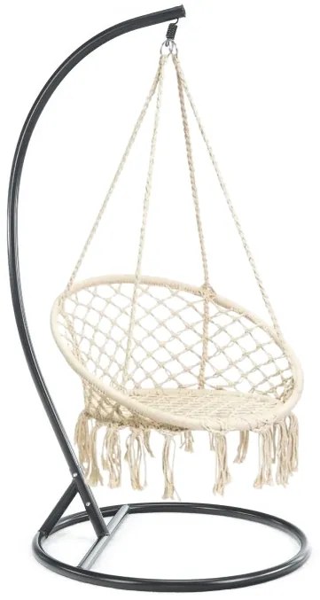 Béžové závesné kreslo KOLUMBIA s čiernym stojanom