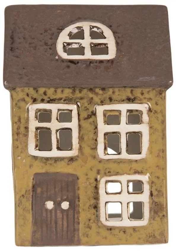 Zelený keramický domček na čajovú sviečku Lamont - 10*7*14 cm