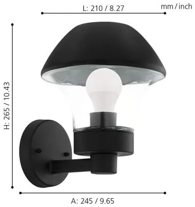 Eglo 33567 - LED stmievateľné vonkajšie nástenné svietidlo VERLUCCA-C 1xE27/9W/230V IP44