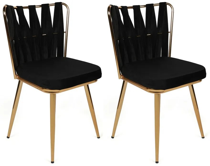 Súprava jedálenských stoličiek Kusakli Black and Gold, 4 ks, 4 ks