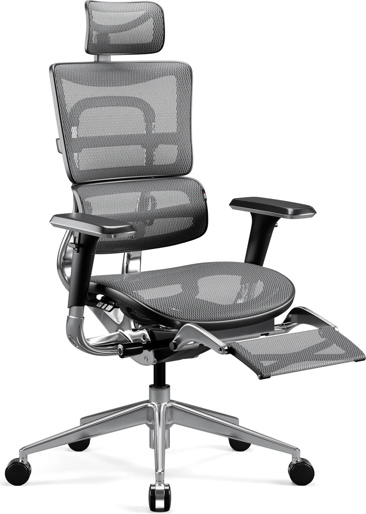 Ergonomická kancelárska stolička s podnožkou Normal Size, čierny-sivý: Diablo V-Master