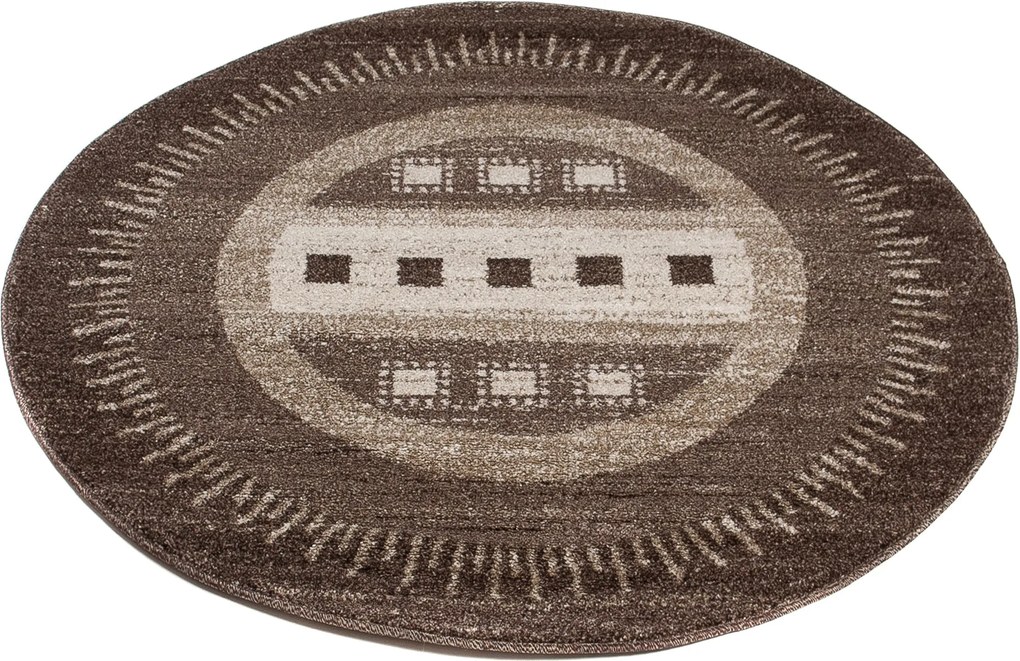 TA Koberec K189A TMAVO BÉŽOVÉ SARI KOLESO 3UX Rozmer: 130x130 cm