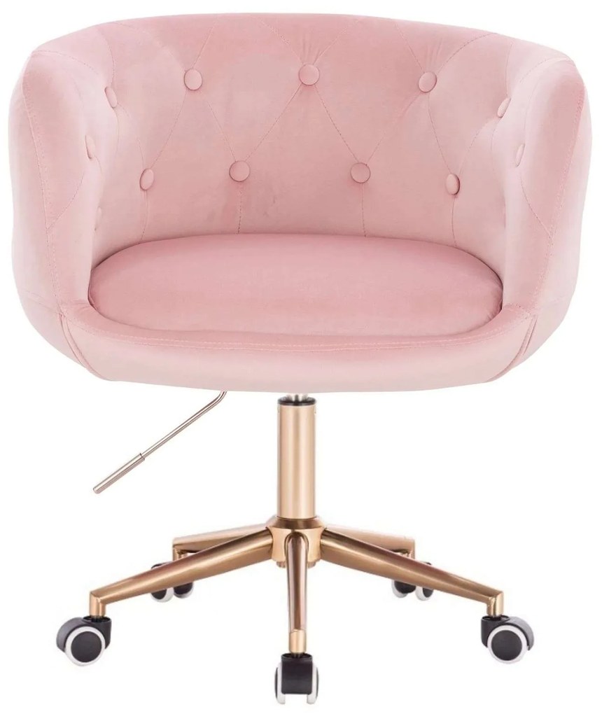 LuxuryForm DESIGN Kreslo MONTANA VELUR na zlaté podstave s kolieskami - ružové