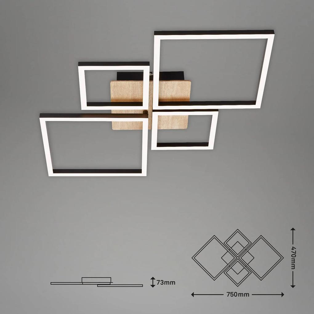 Stropné LED svietidlo Frame, Step dim, 4-pl. drevo