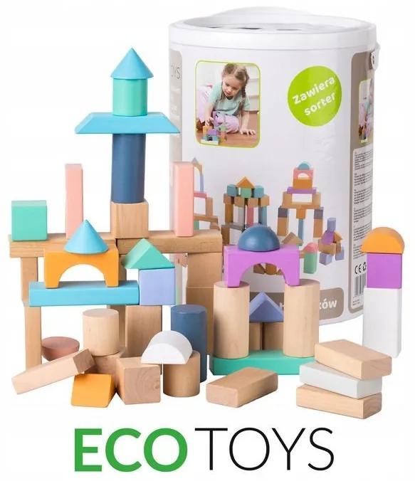 ECOTOYS Drevené kocky Eco Toys 100 ks