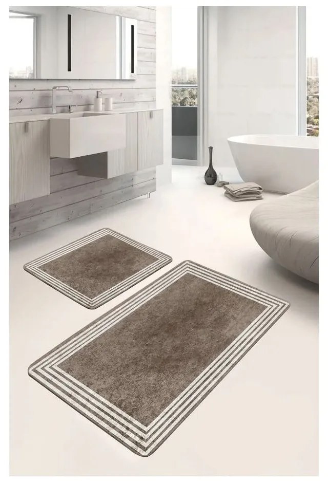 Taupe zamatové kúpeľňové predložky v súprave 2 ks 60x100 cm – Mila Home