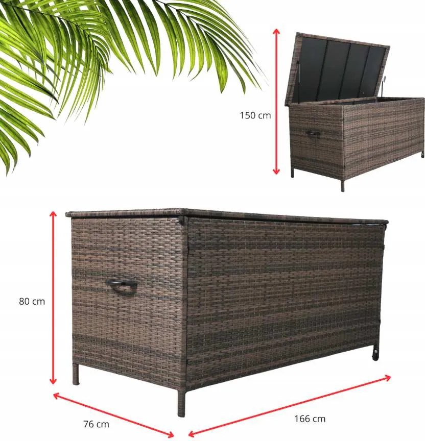 Elegantný záhradný úložný box z technoratanu - hnedý L
