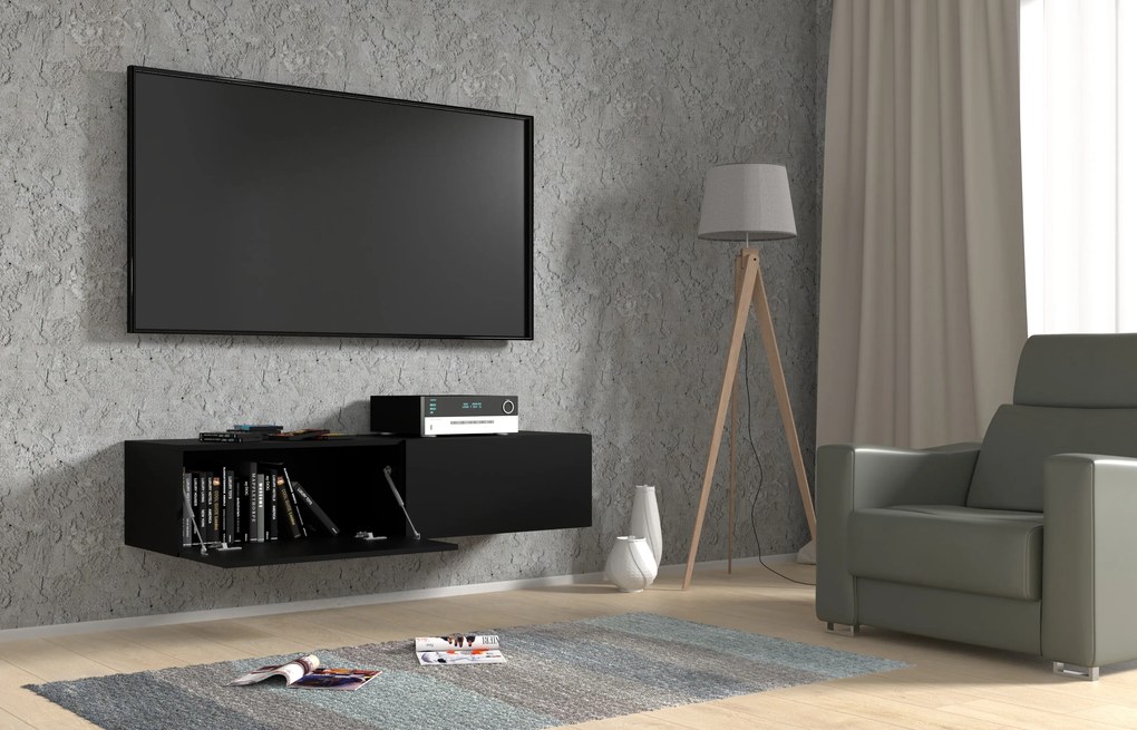 TV stolík/skrinka Banksy 140 (čierna). Akcia -19%. Vlastná spoľahlivá doprava až k Vám domov. 1124900