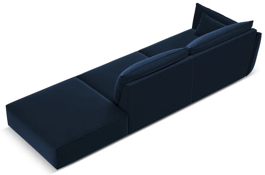 Tmavomodrá zamatová pohovka ľavý roh 264 cm Vanda – Mazzini Sofas