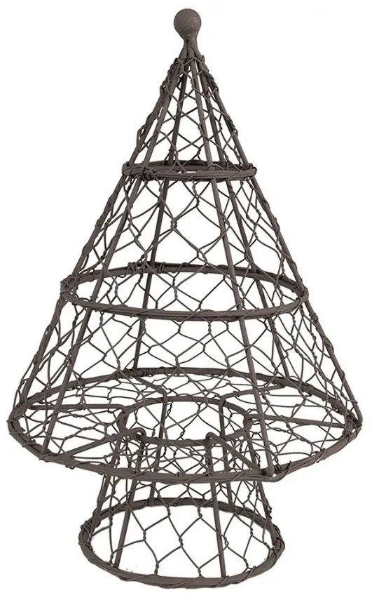 Hnedá drôtená dekorácia vianočný stromček - Ø 21*33 cm