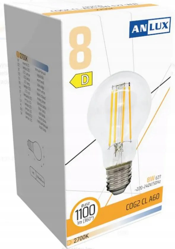 Anlux LED žiarovka E27 - 8W - 1120lm - teplá biela