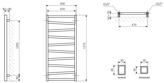 Sapho - Kúpeľňový radiátor ZIG 582W/230V 50x157 cm antracit