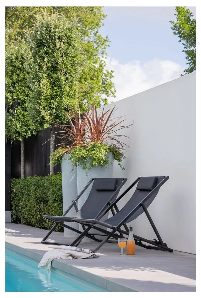 Čierne kovové skladacie záhradné ležadlo Esper - Exotan