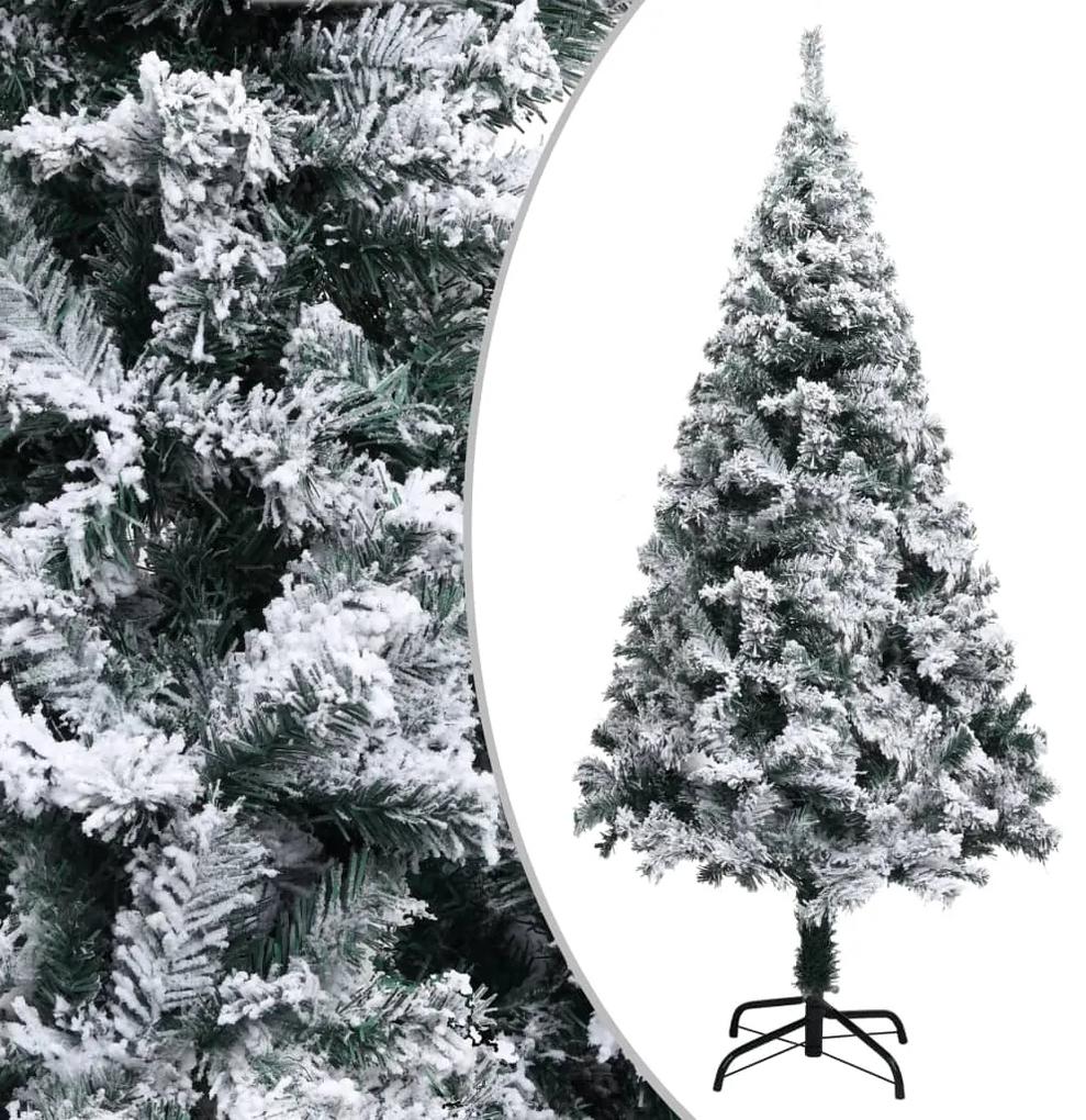 vidaXL Zasnežený umelý vianočný stromček zelený 150 cm PVC