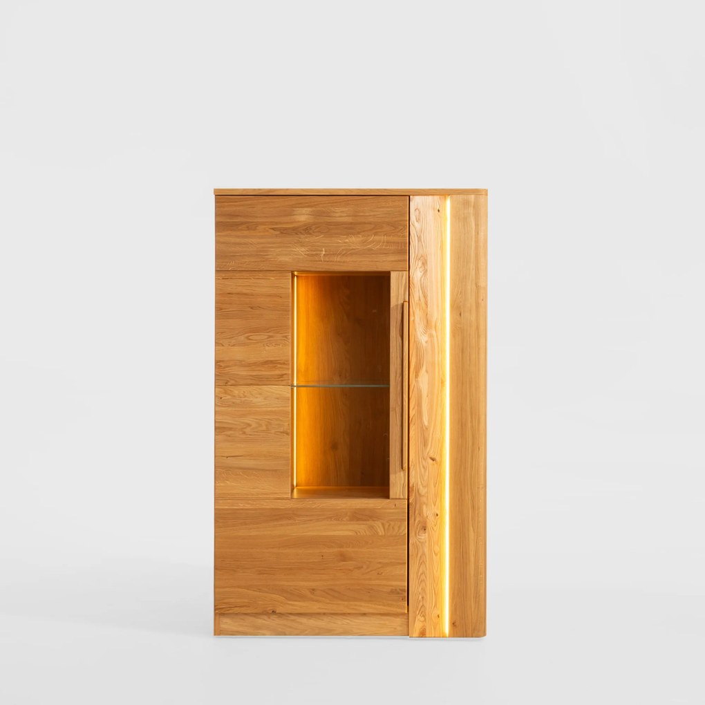 Vitrína London 15 98 cm z masivu s LED osvětlením dub přírodní