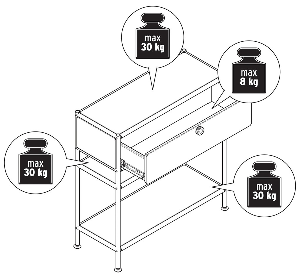 Kovová konzola »CN3 Slim Line« so zásuvkou, hnedosivá