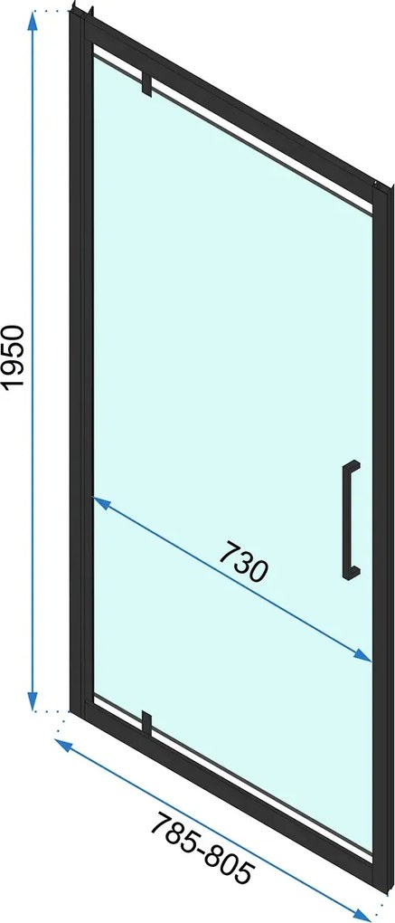 Jednokrídlové sprchové dvere REA RAPID SWING 80 cm pre inštaláciu do niky, čierne/transparent - bez vaničky