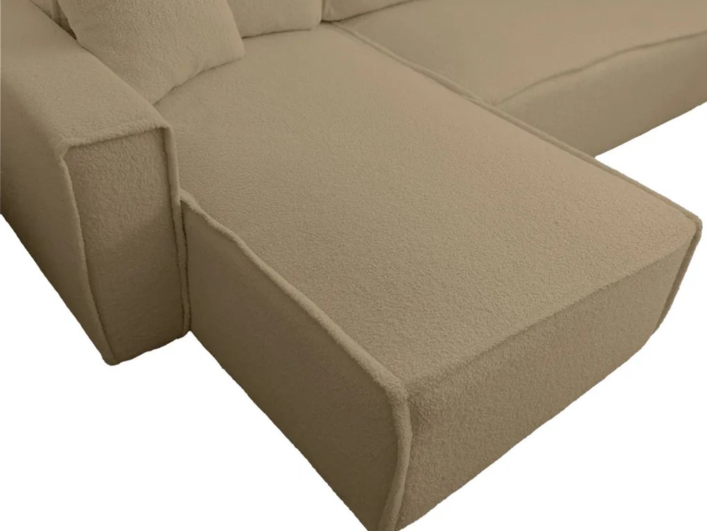 Rozkladacia obojstranná sedacia súprava do L SMART BOUCLE 232x143 cm, tmavobéžová