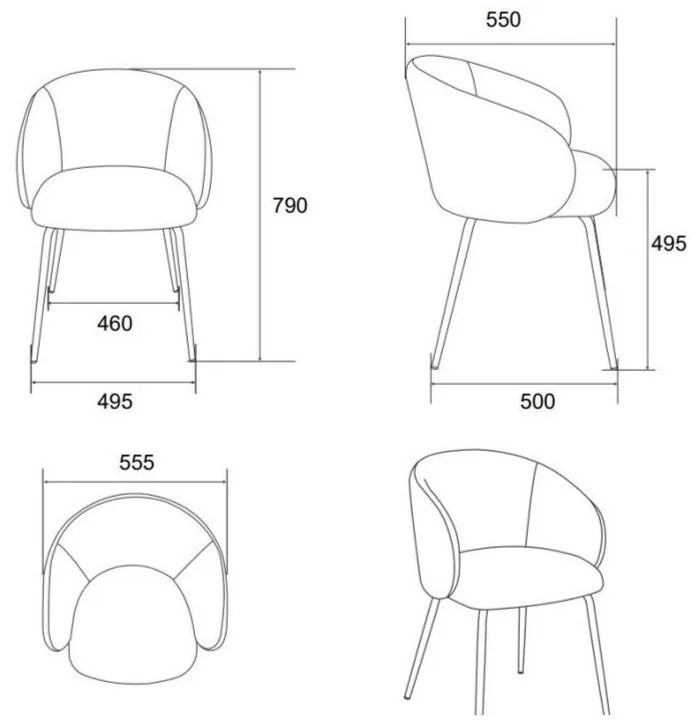 Krémovobiele čalúnené jedálenské kreslá v súprave 2 ks Eleanor – Actona