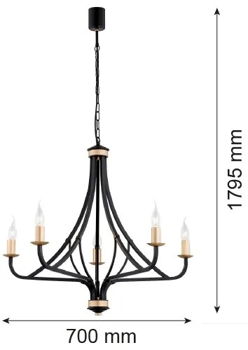 Argon 2171 - Luster na reťazi LORENZO 5xE14/7W/230V