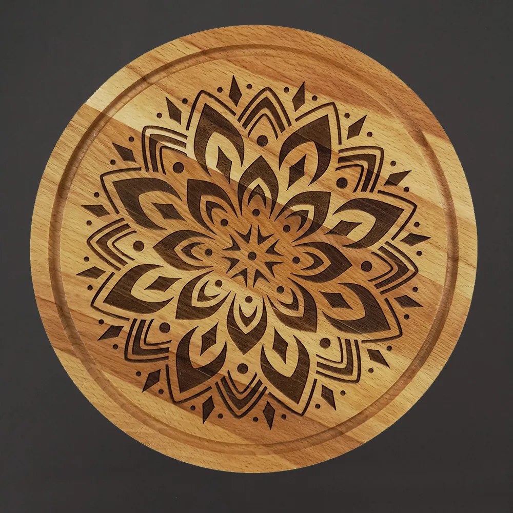 AMADEA Drevená servírovacia doska - podnos mandala, masívne drevo, 30 cm