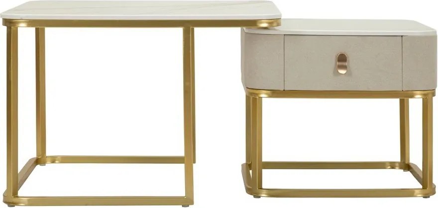 Krémové/v zlatej farbe konferenčné stolíky v súprave 2 ks v dekore mramoru 50x70 cm Beauty – Mauro Ferretti