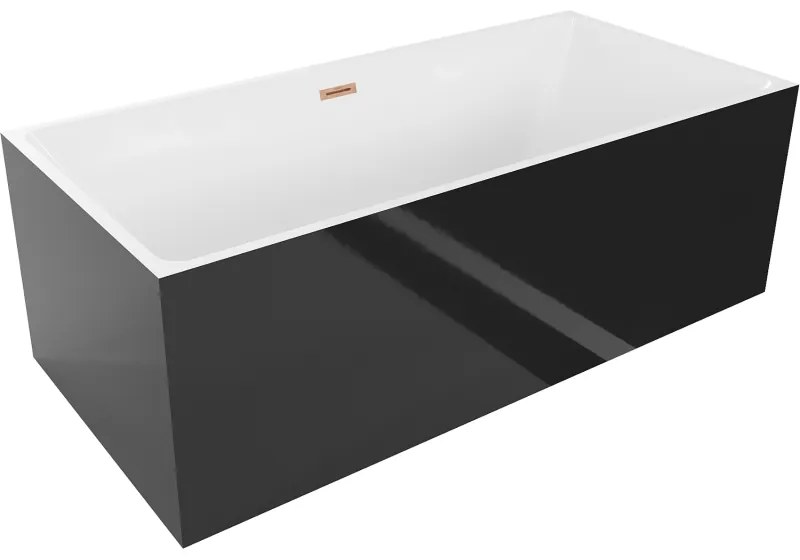 Mexen Nita, voľne stojaca vaňa 170 x 80 cm, biela-čierna, medený prepad, 52091708075-65