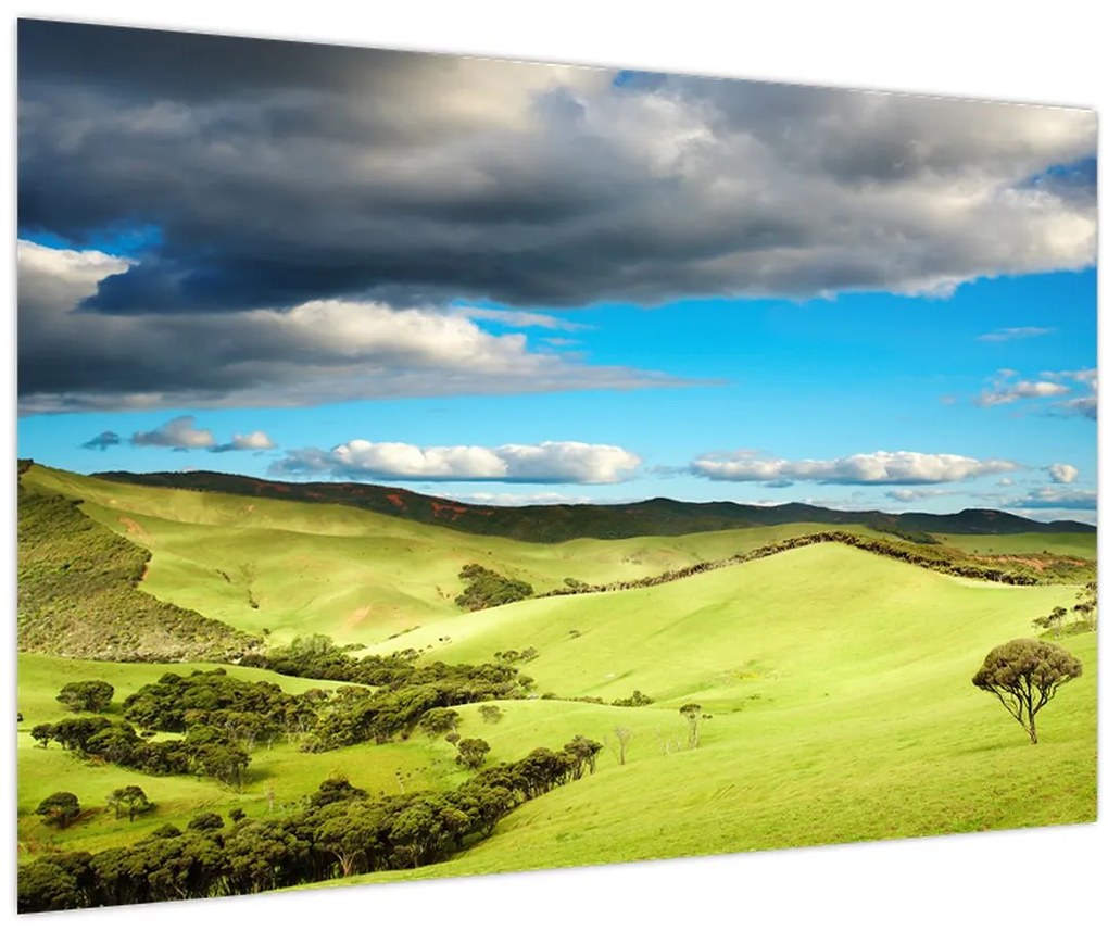 Obraz - Zelená krajina s pahorkami (90x60 cm)