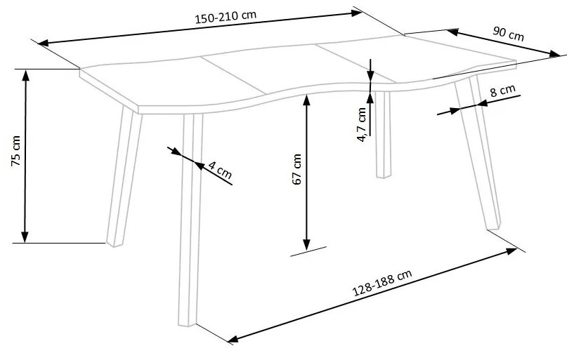 Jedálenský stôl Dickson 150 cm, dub / čierna