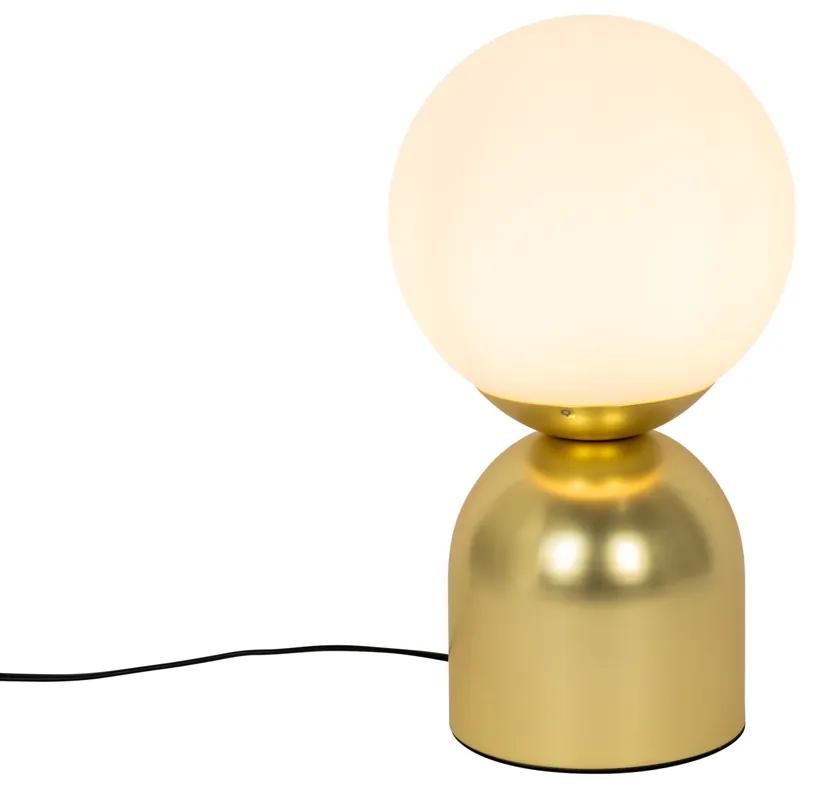 Hotelová elegantná stolná lampa zlatá s opálovým sklom - Pallon Trend