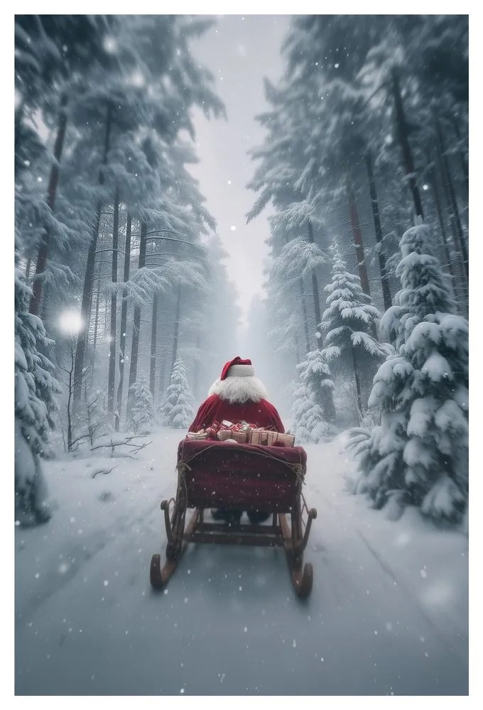Vianočný obraz rozprávkový santa v lese