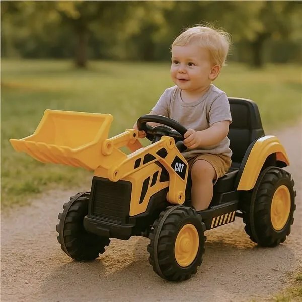 Detský elektrický traktor Baby Mix CAT, žltý