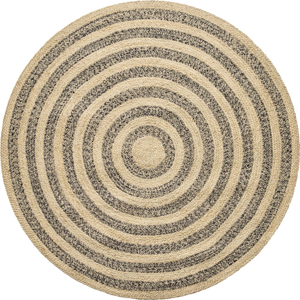 Ručne viazaný kusový koberec Aurea SM 05 Natural Black kruh, 200x200 (priemer) kruh, béžová, chodba / predsieň, Diamond Carpets India