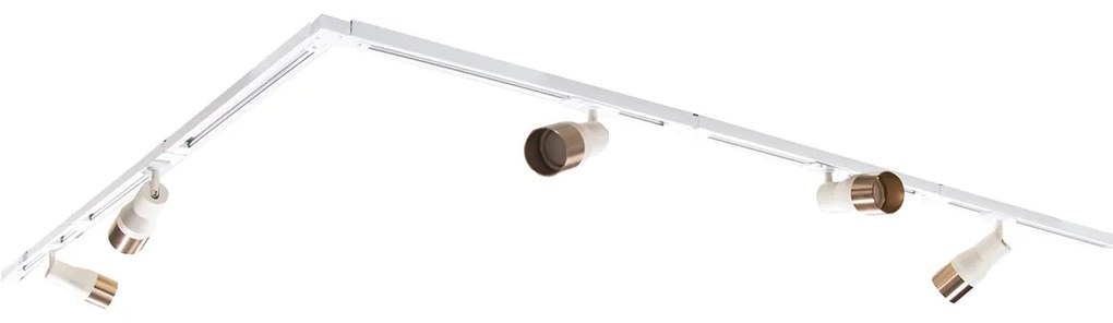 Moderný koľajnicový systém s 5 reflektormi béžový so zlatom 1-fázový - Iconic Kohua