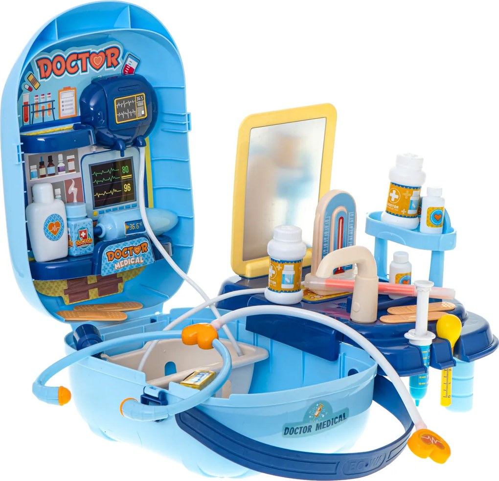 KIK 34-dielna detská lekárska súprava v kufríku pre deti – hračka (stetoskop, teplomer)