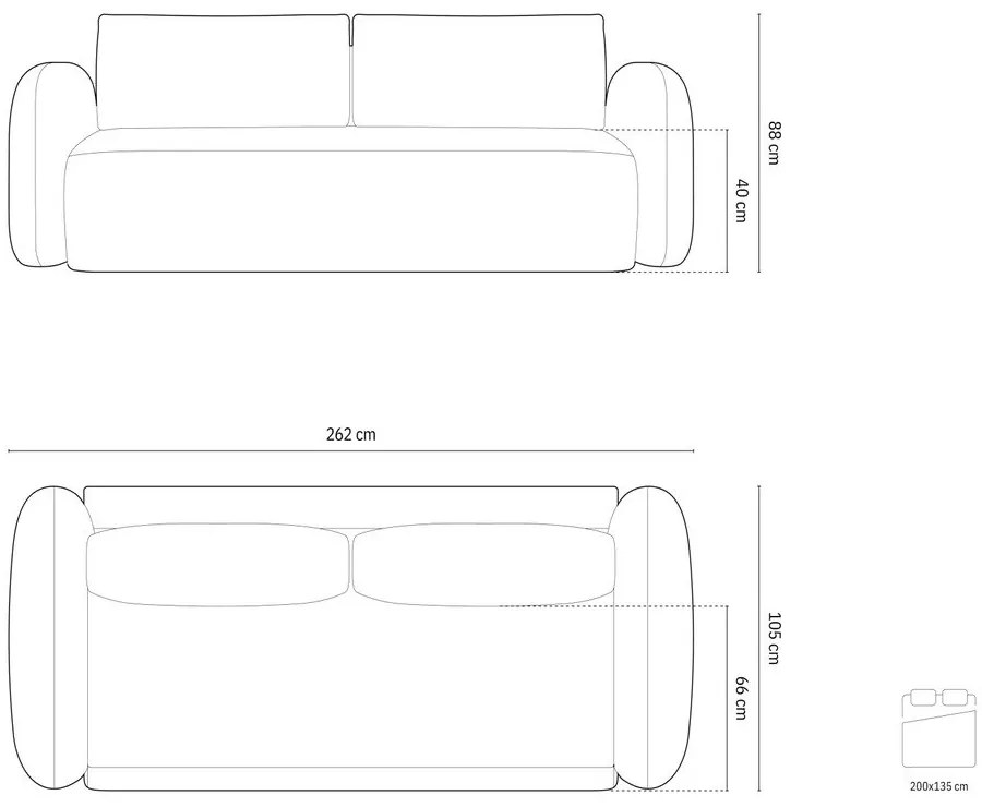 Svetlosivá ženilková rozkladacia/s úložným priestorom pohovka 262 cm Tonale – Cosmopolitan Design