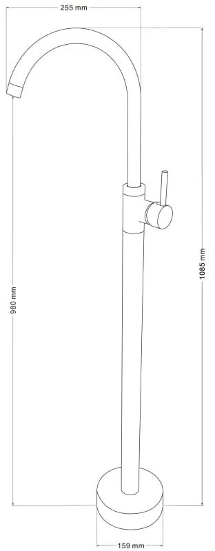 Mexen Alma, voľne stojaca umývadlová batéria h-1085, čierna matná, 75034-70