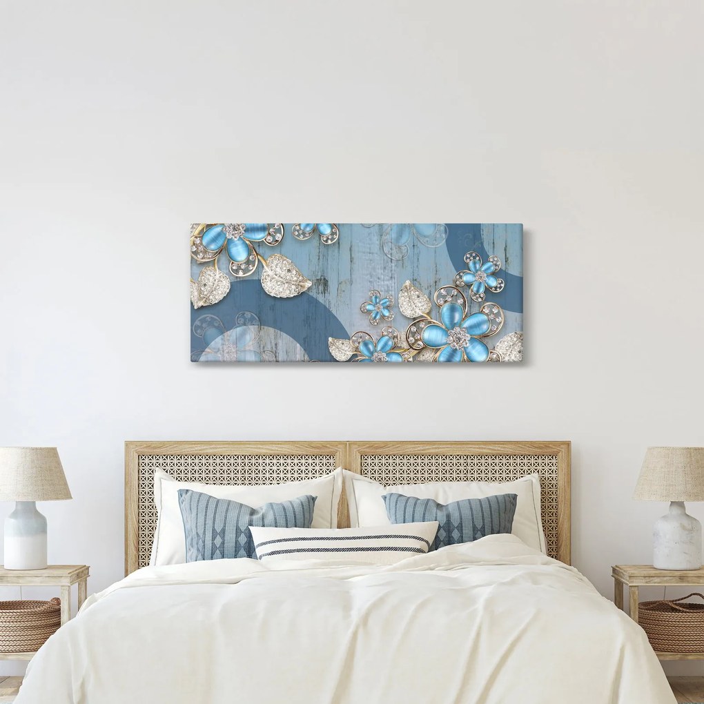 Obraz - Modré kvety (120x50 cm)