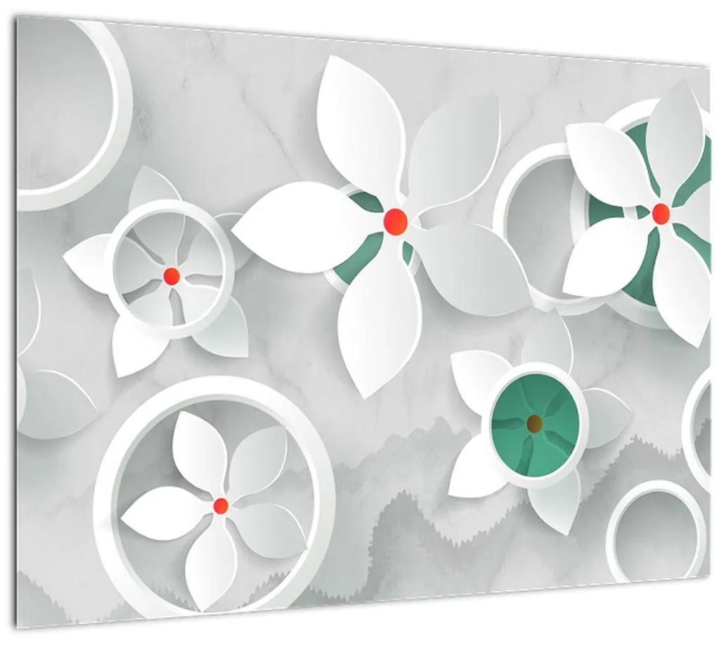 Sklenený obraz kvetinové abstrakcie (70x50 cm)