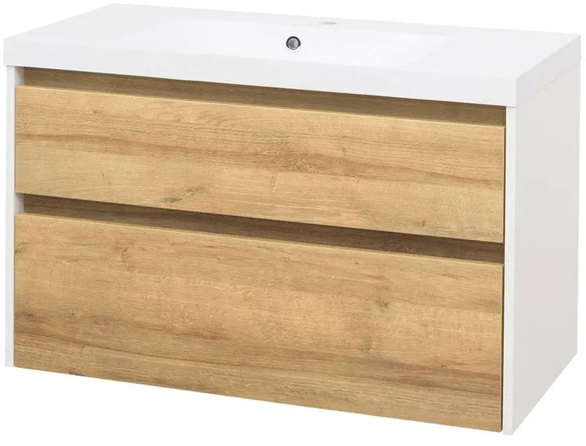 Mereo Mereo, Opto, kúpeľňová skrinka s umývadlom z liatého mramoru, 101 cm, biela, dub, biela/dub, čierna, MER-CN932M