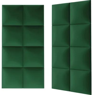 Čalúnený nástenný panel Riviera suchý zips 30x30 cm fľašovo zelený