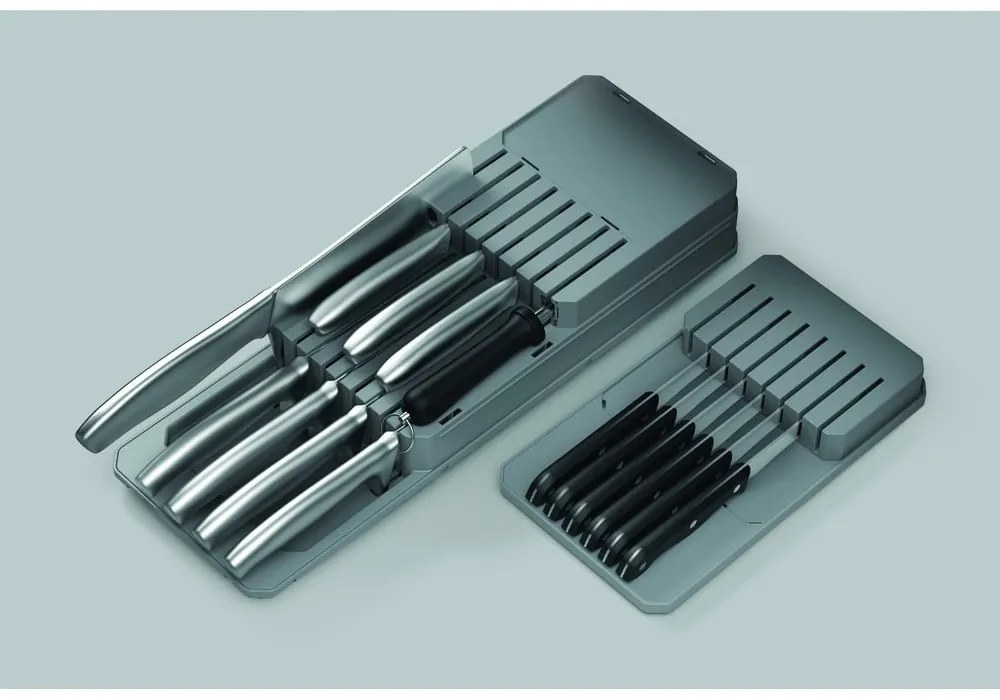 Sivý úložný systém na nože Metaltex